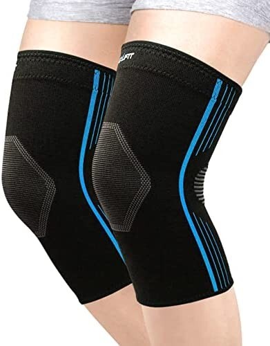 NeoAlly High Compression Knee Sleeve for Women Men Blue Pack of 2 Sleeve LARGE