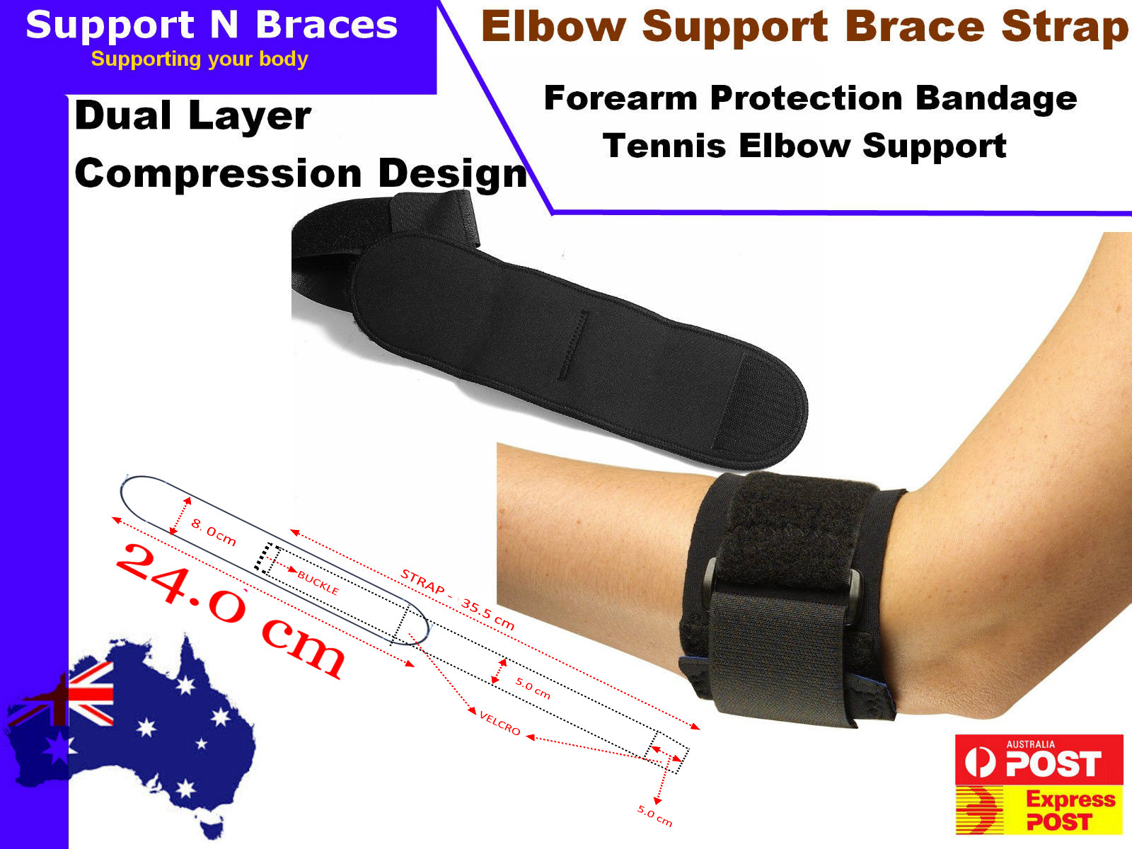 2 X SPECIAL-Adjustable Tennis Golf Elbow Support Brace Strap Forearm Protection
