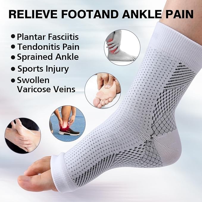 4 Pairs Socks Ankle Brace And Tendonitis Compression Sock Black and White (S-M).