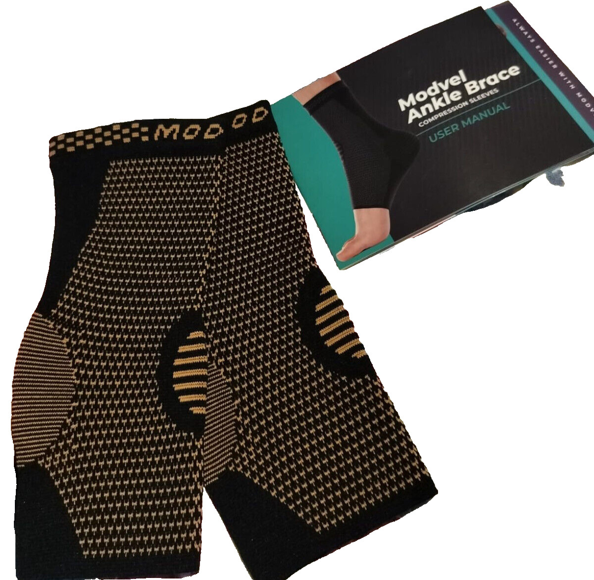 2 PCS Large Modvel Foot & Ankle Brace Socks Sprained Ankle Compression Sleeve