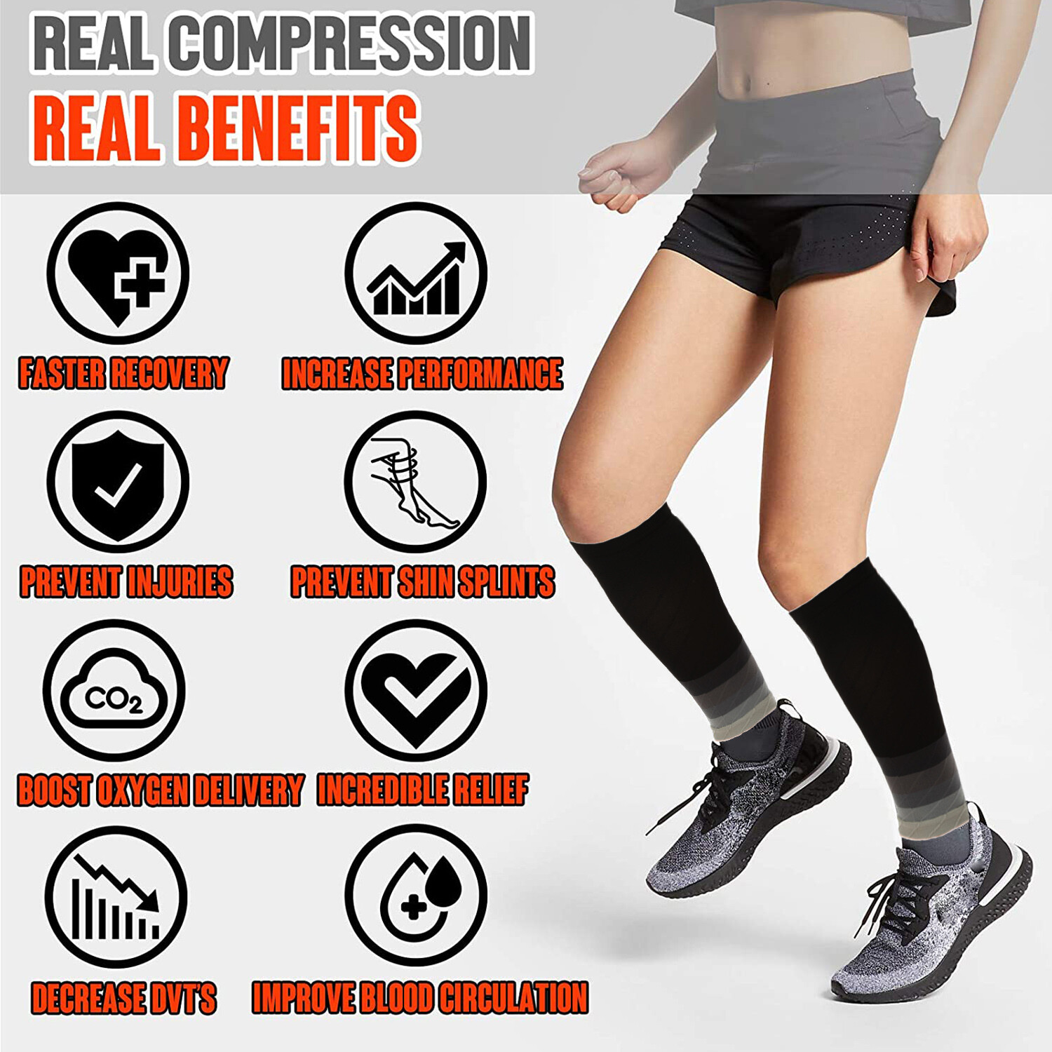 CFR Calf Compression Sleeve Leg Support Shin Exercise Sports Running Pain Relief