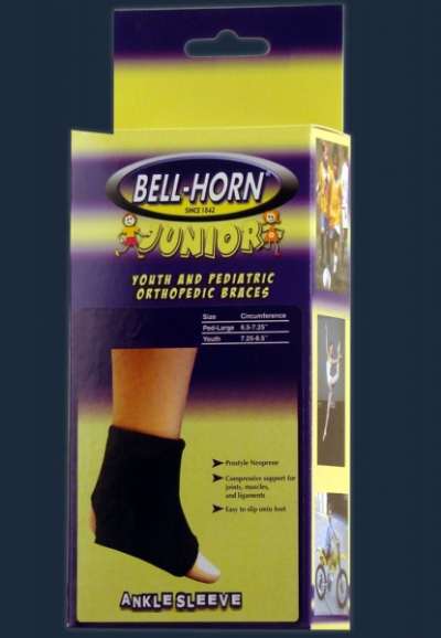 DJO Bell-Horn Junior Ankle Sleeve Black Pediatric Youth