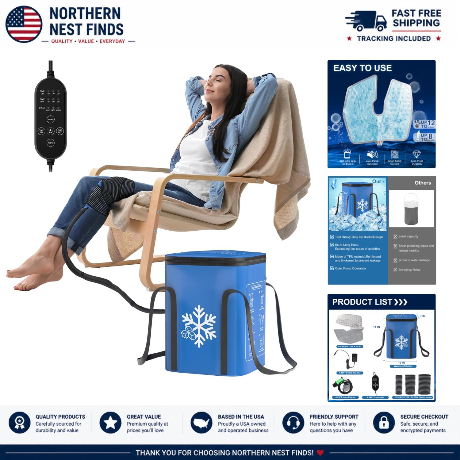 Adjustable Flow Cold Therapy Ice Machine with Auto Timer for Post-Surgery Relief