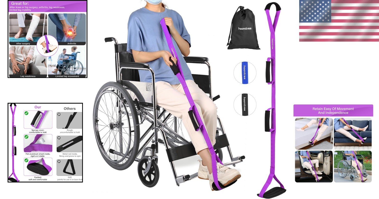 Rigorous 43-Inch Leg Lifter with Cushion Grips – For Smooth Mobility Transitions
