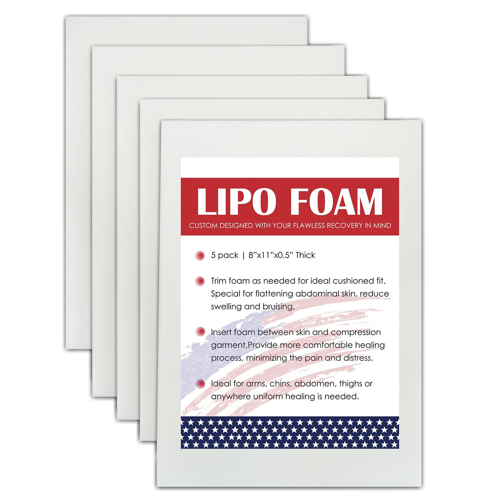 5 Pack Lipo Foam Pads for Post Surgery Ab Board Liposuction Surgery Flattenin…