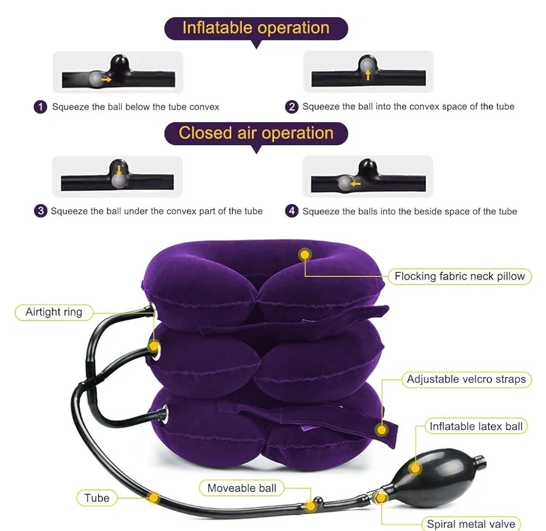 Cervical Neck Traction Device For Pain Relief – Inflatable Stretcher Brace Pur