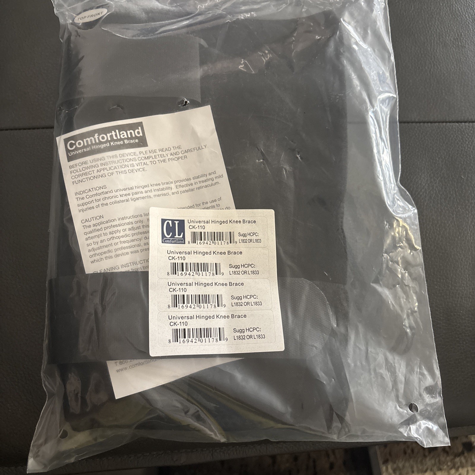 Comfortland CK-110 Universal Hinged Knee Brace NEW Black