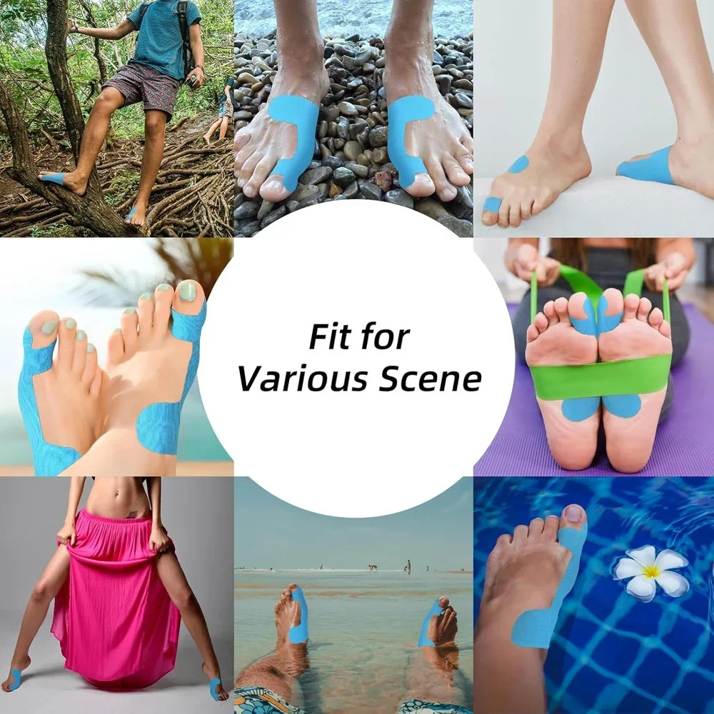 Precut Bunion Kinesiology Tape 40Pcs Big Toe Support Breathable Latex‑Free Blue