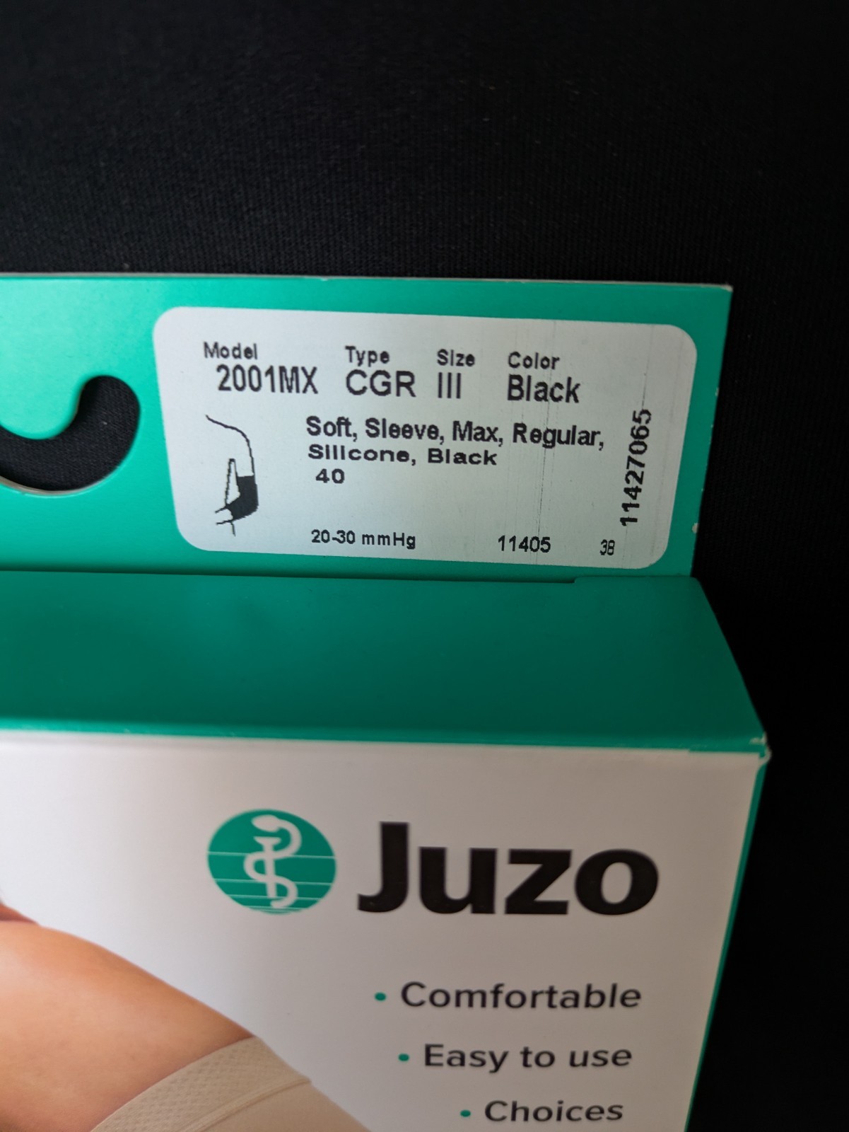 NEW JUZO ARM SLEEVE MEDICAL COMPRESSION 2001CGLSB10 II BLACK 20-30MM HG SIZE II