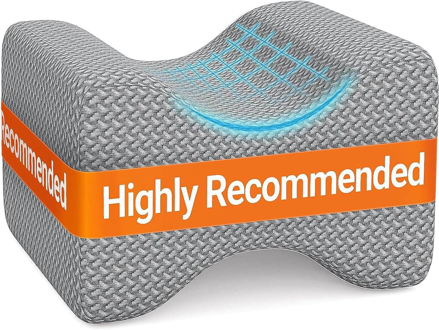 Memory Foam Knee & Leg Pillow for Side Sleepers, Grey, Large | Ergonomic Support