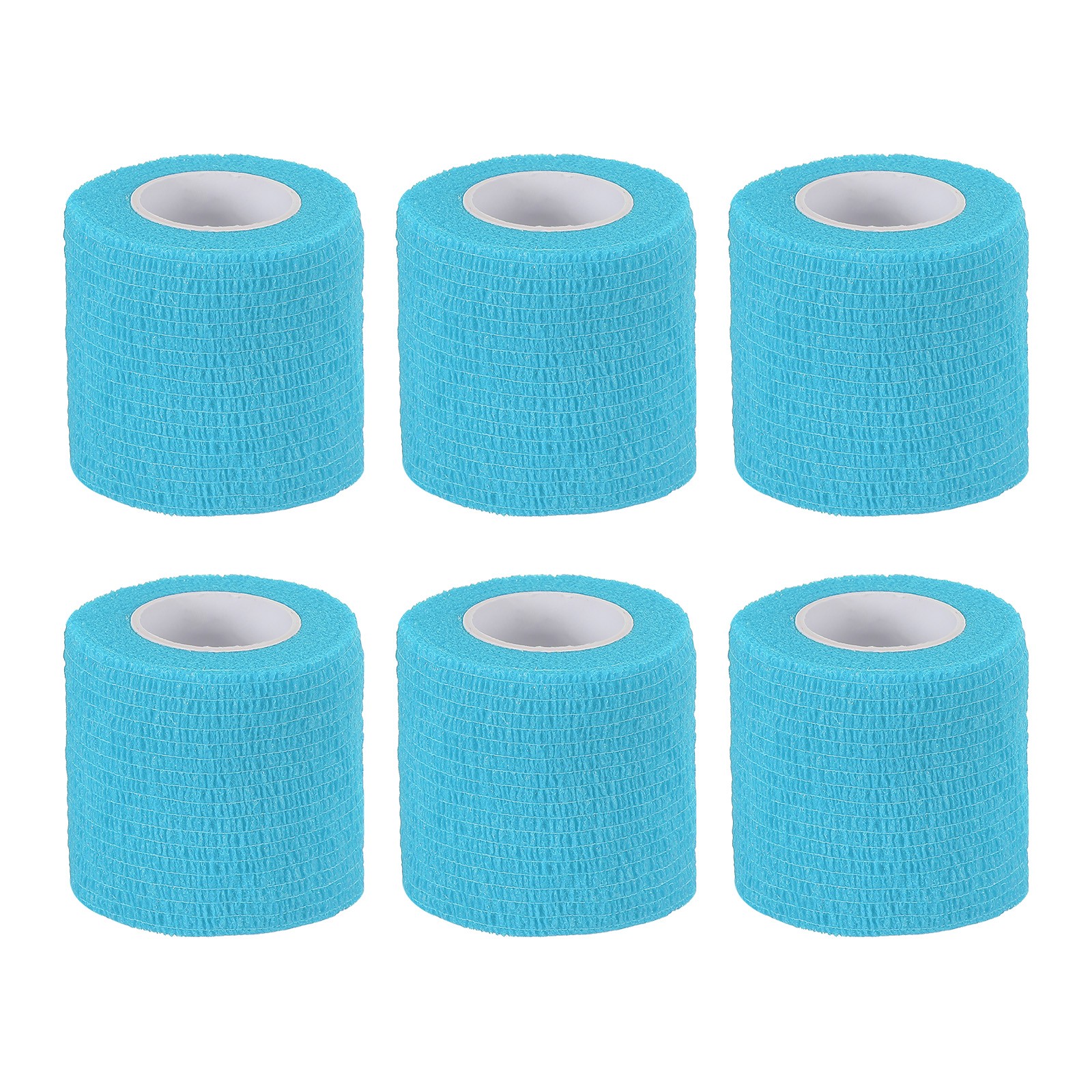 2″ x 177″ 6 Pcs Self Adhesive Bandage Wrap Elastic Self Tape Sky Blue