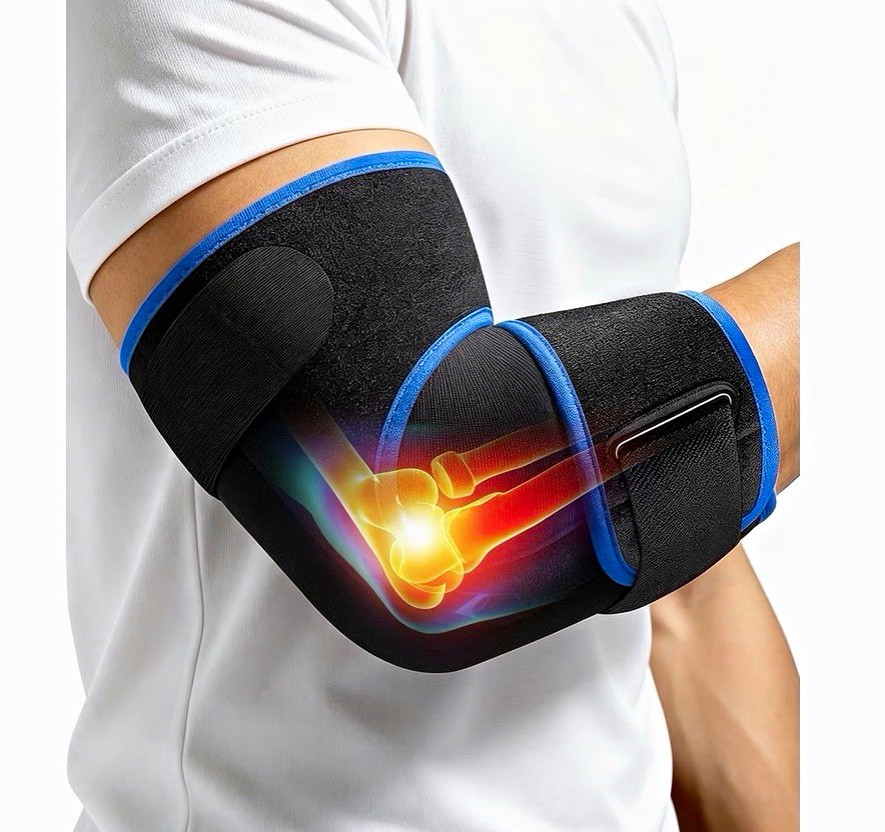 Adjustable Elbow Brace Sleeve Strap, Compression Stabilization, Black Blue