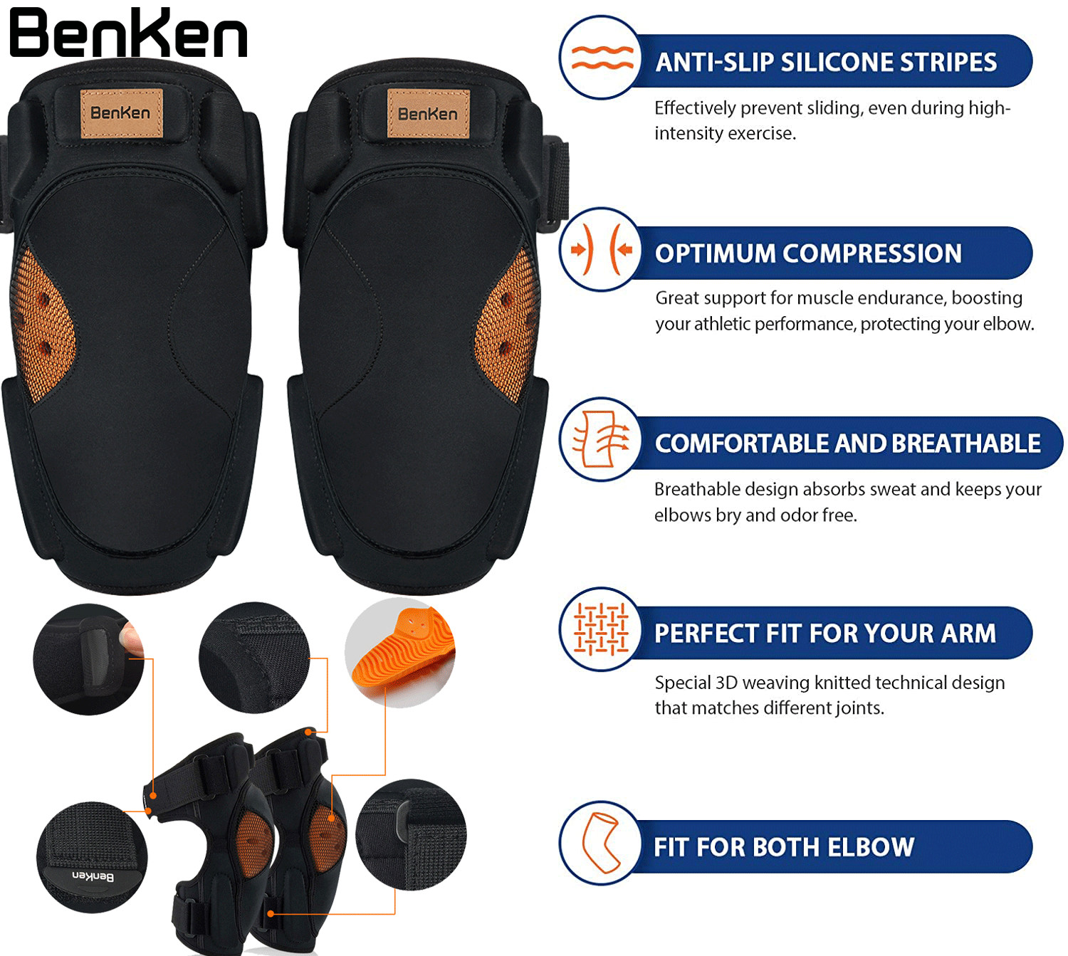 BenKen A Pair Elbow Brace Pads Cycling Skateboard pulley motorcycle Protective