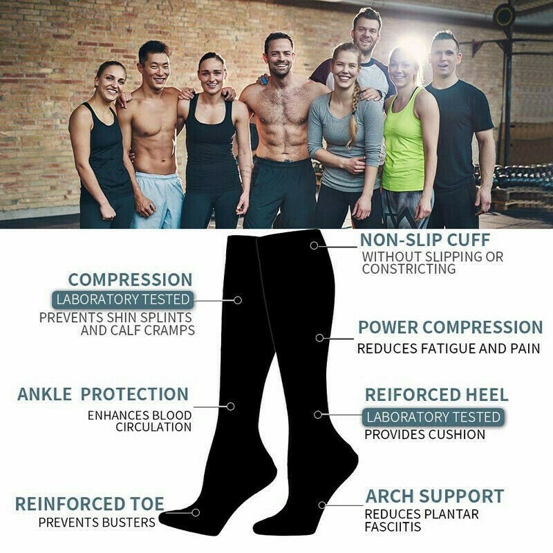 3 Pack Copper Compression Socks (8-15mmHg) Moisture Wicking Support Stockings