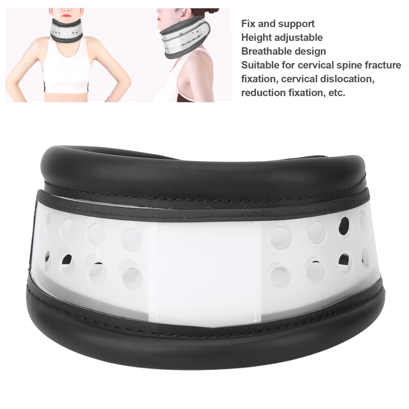 Black M Cervical Collar Height Adjustable Breathable Cervical Spine Fixation WT