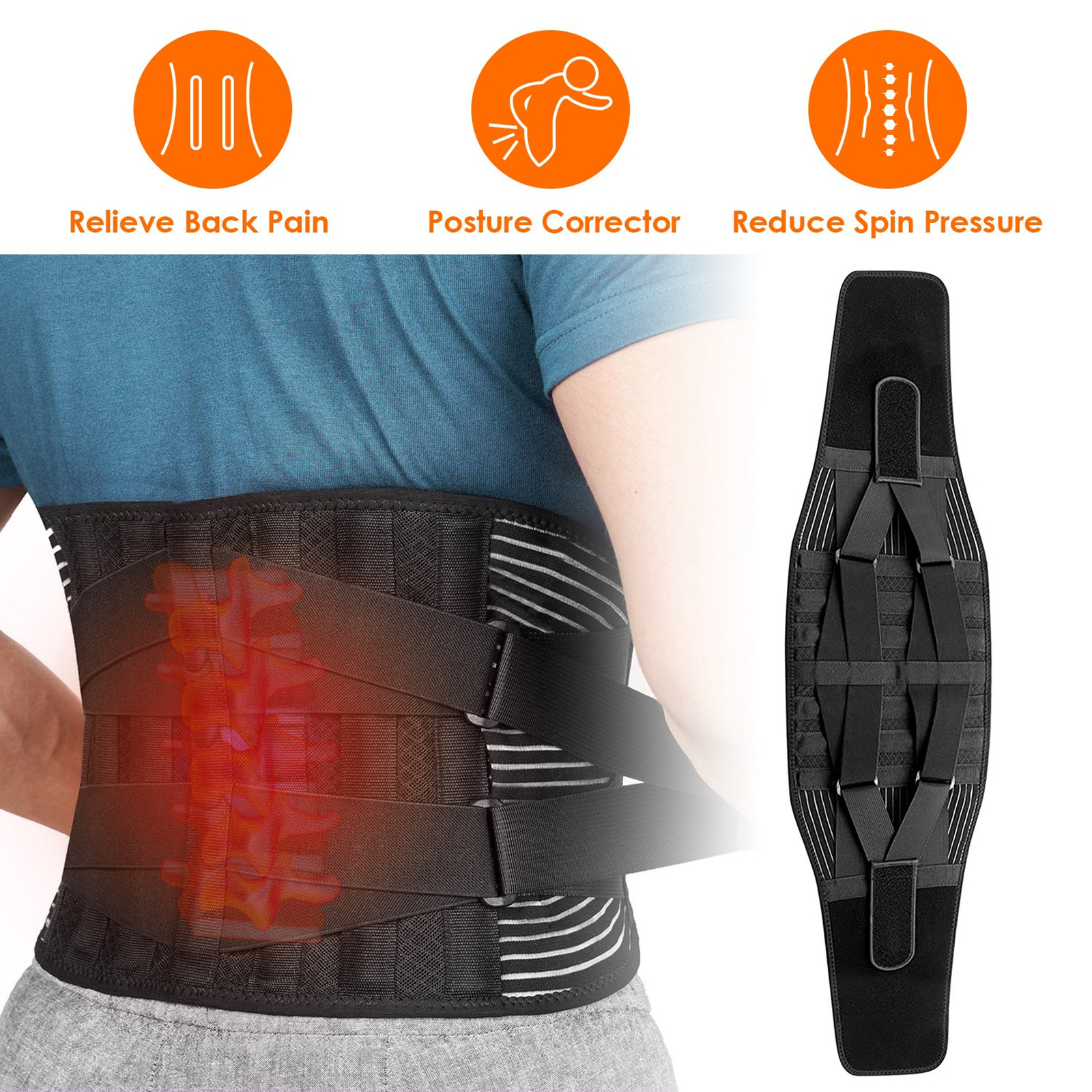 Back Support Brace Breathable Mesh Lumbar
