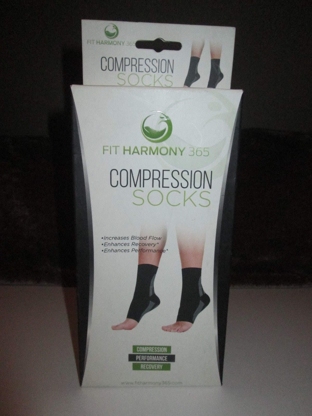 1 Pr Compression Sleeve Socks Ankle Foot Support Black Gray Small M 3-4 /W 4-6