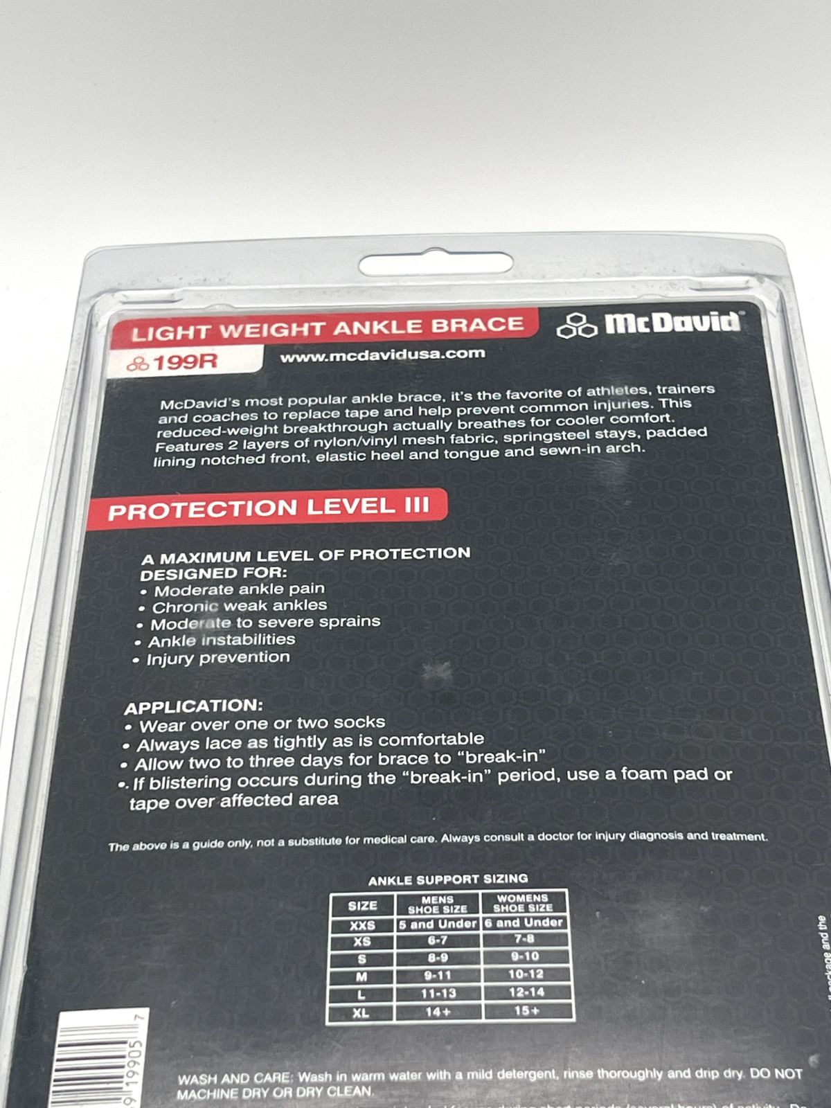 McDavid 199R Lightweight Ankle Brace XL – Protection Level III – New Sealed