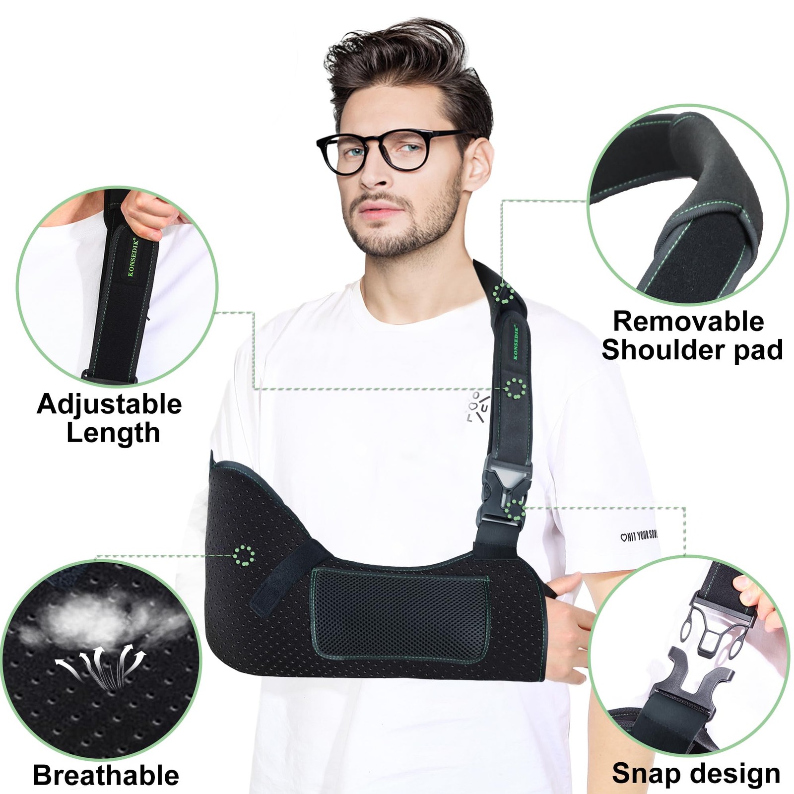 Arm Shoulder Sling for Men and Women,Porous comfort Medical Sling with Pocket…