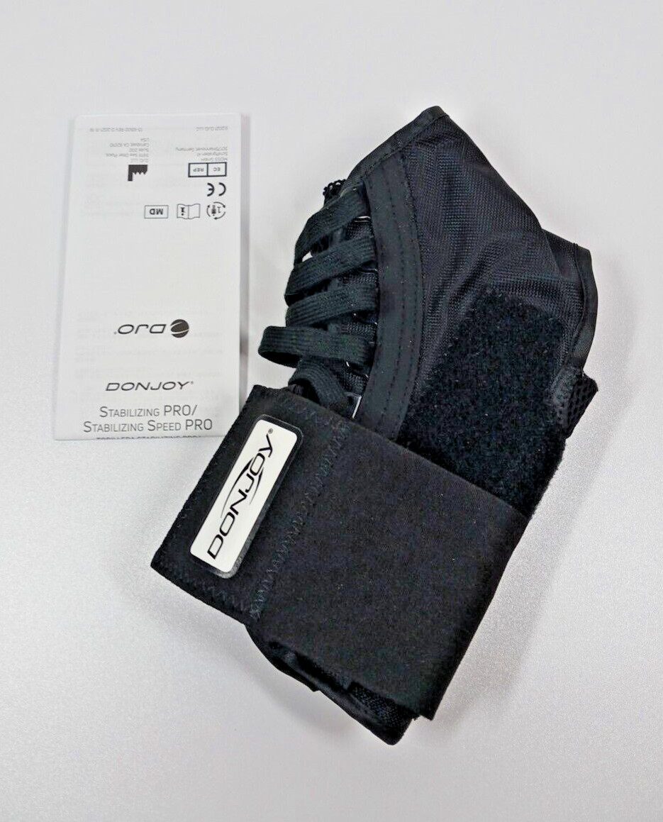 DonJoy Stabilizing Speed Pro Ankle Support Brace, Black XX Small, Open Box