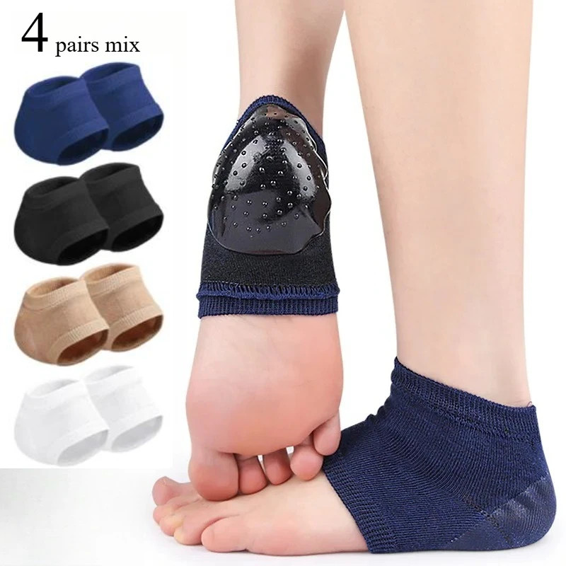 1/4 pairs female men Socks Feet Pads Heels Heel Gel Protective Shock-absorbing I