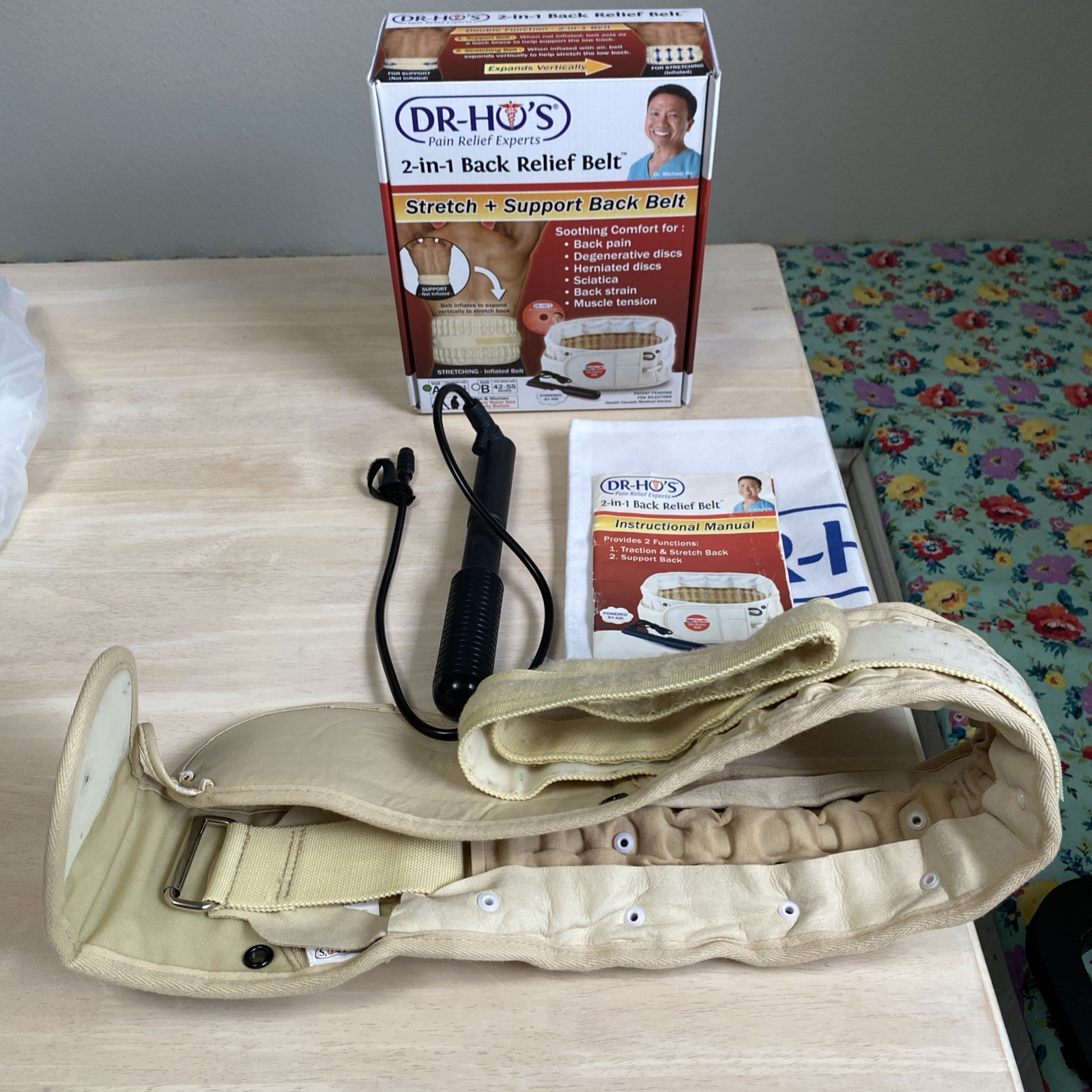 DR-HO’S 2-in-1 Back Relief Belt Lower Back Pain Relief Size A 25-41 Inch Waist