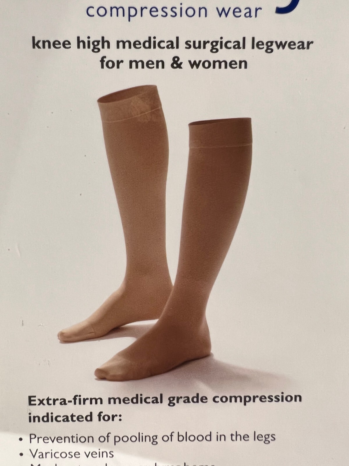 Medical Surgical Compression Legware – Knee/Calf High 30-40 mmHg -Beige UNISEX