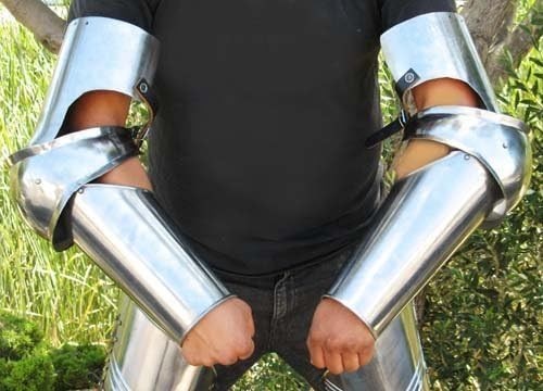 Full Length Steel Arm Guard: Knight Costume Rustic Vintage Home Decor Gift
