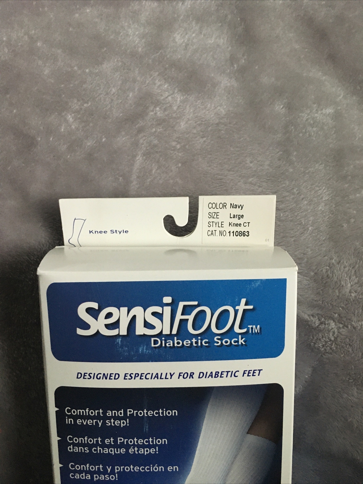 Jobst Sensifoot Diabetic Knee Socks Navy Large 8-15 mmhg Compression Support