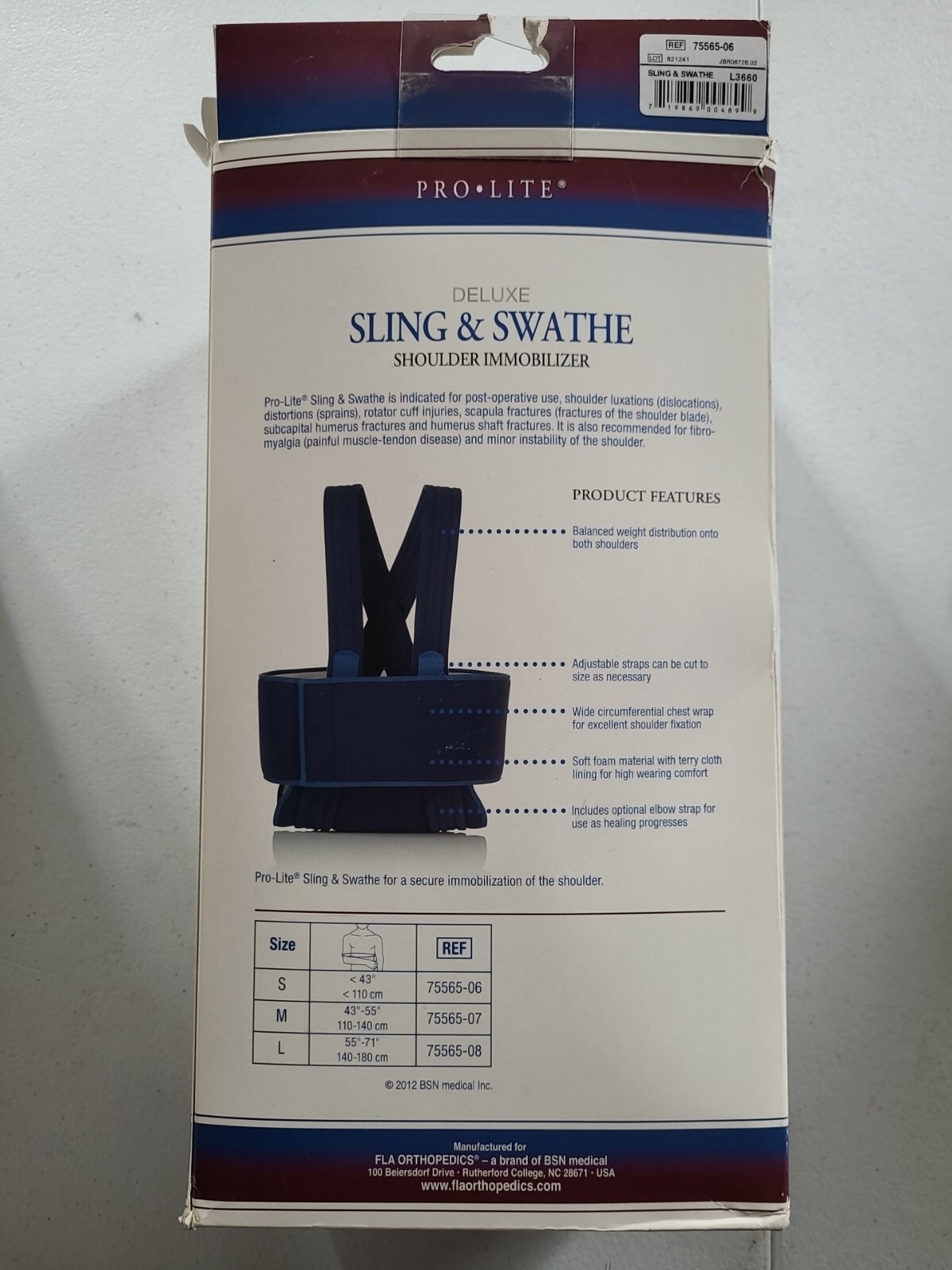 Pro-Lite Deluxe Sling & Swathe Shoulder Immobilizer. Size Small -FDA Orthopedics