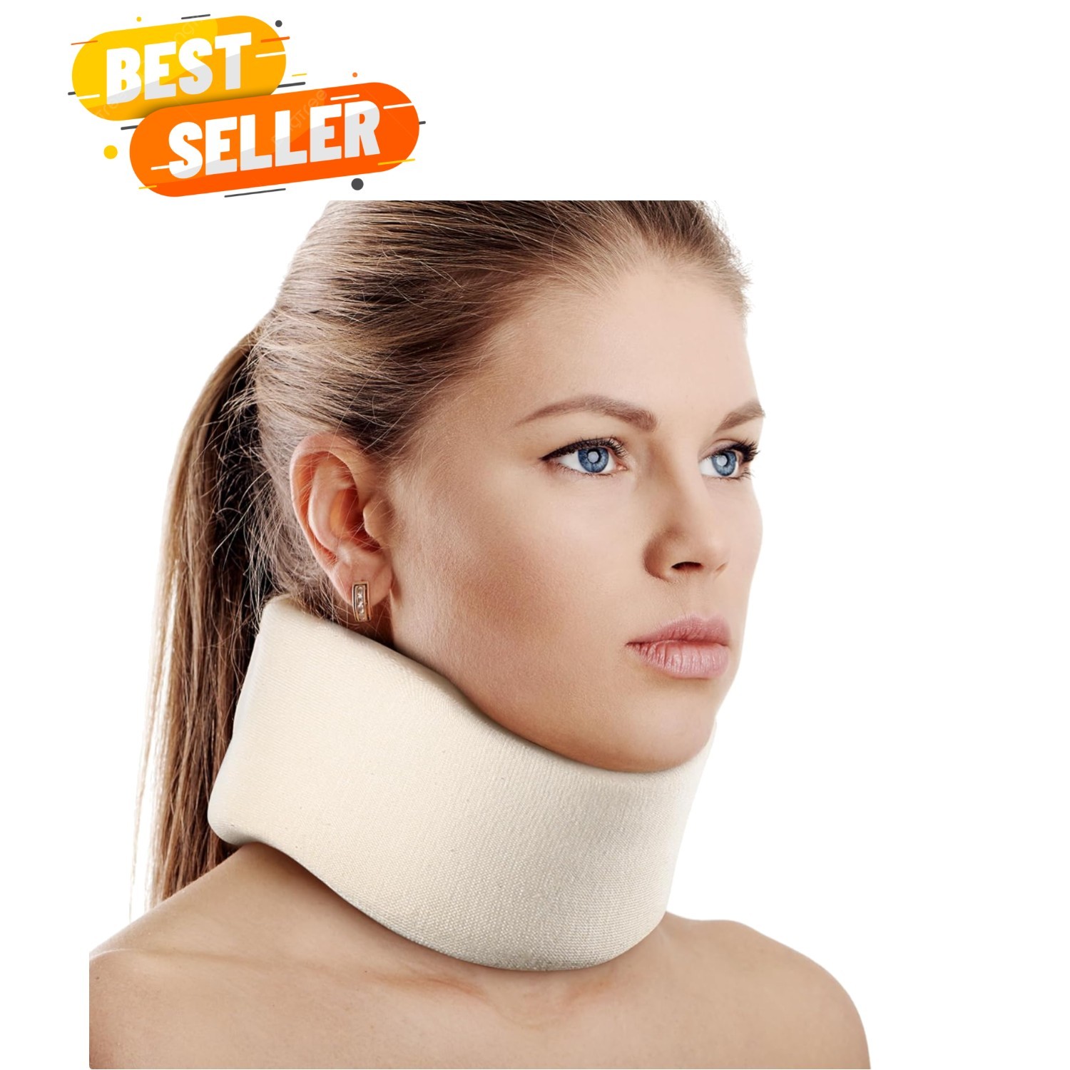 Lightweight Adjustable Neck Brace – For Sleeping and Injury Recovery, M Size