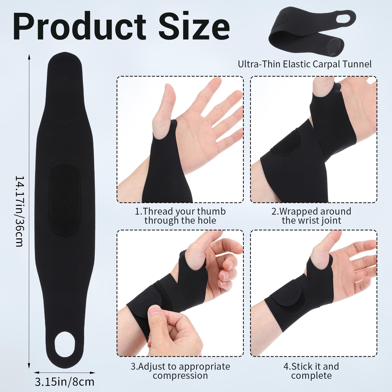 2 Pack Wrist Brace Compression Sleeve Elastic Wrist Brace for Left Right Hand