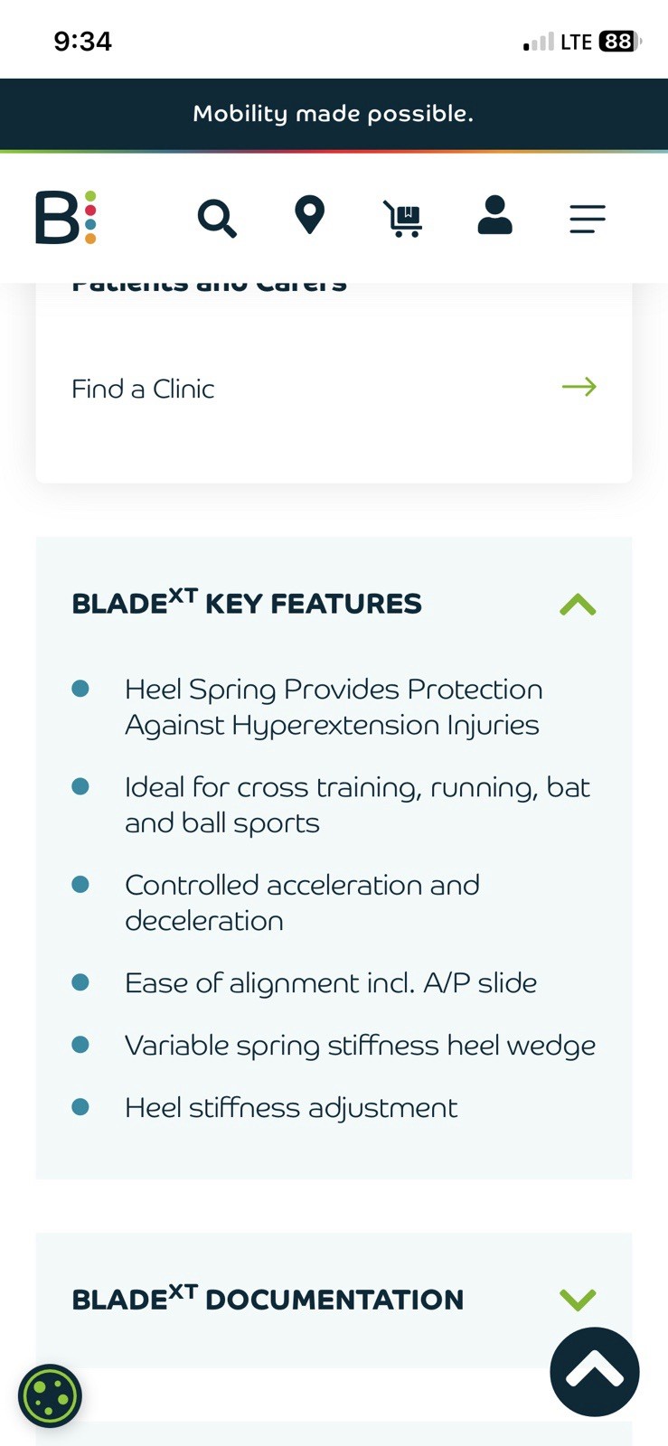 Blatchford Blade XT Below Knee Prosthetic