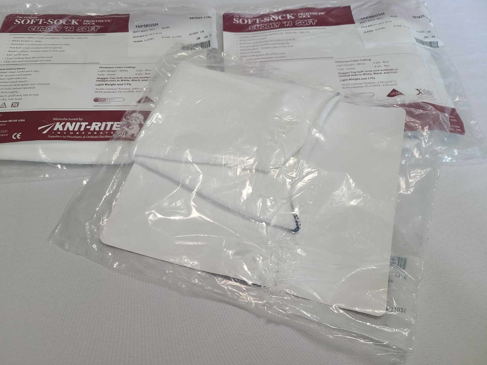 Lot of 3-NEW! Knit-Rite Soft Sock Prosthetic 1SP5RGSH 5-PLY Soft #1, #2 x 10-14