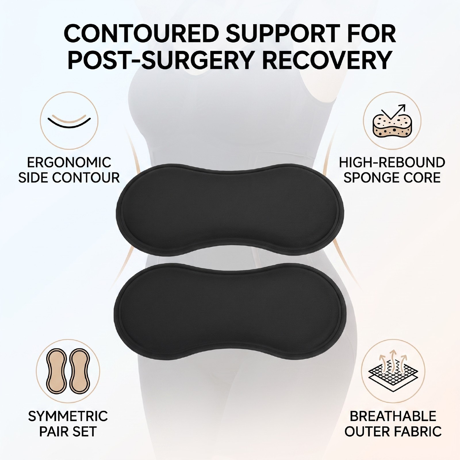 2pcs Abdominal Side Compression Boards High Rebound Breathable Skin Friendly DSO