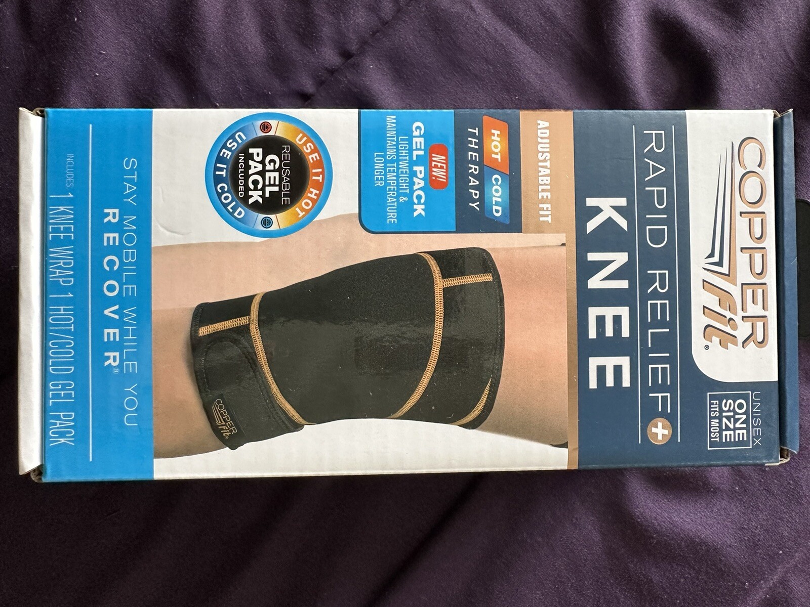 Copper Fit Rapid Relief Knee Hot Cold Therapy Adjustable Wrap One Size Fits Most