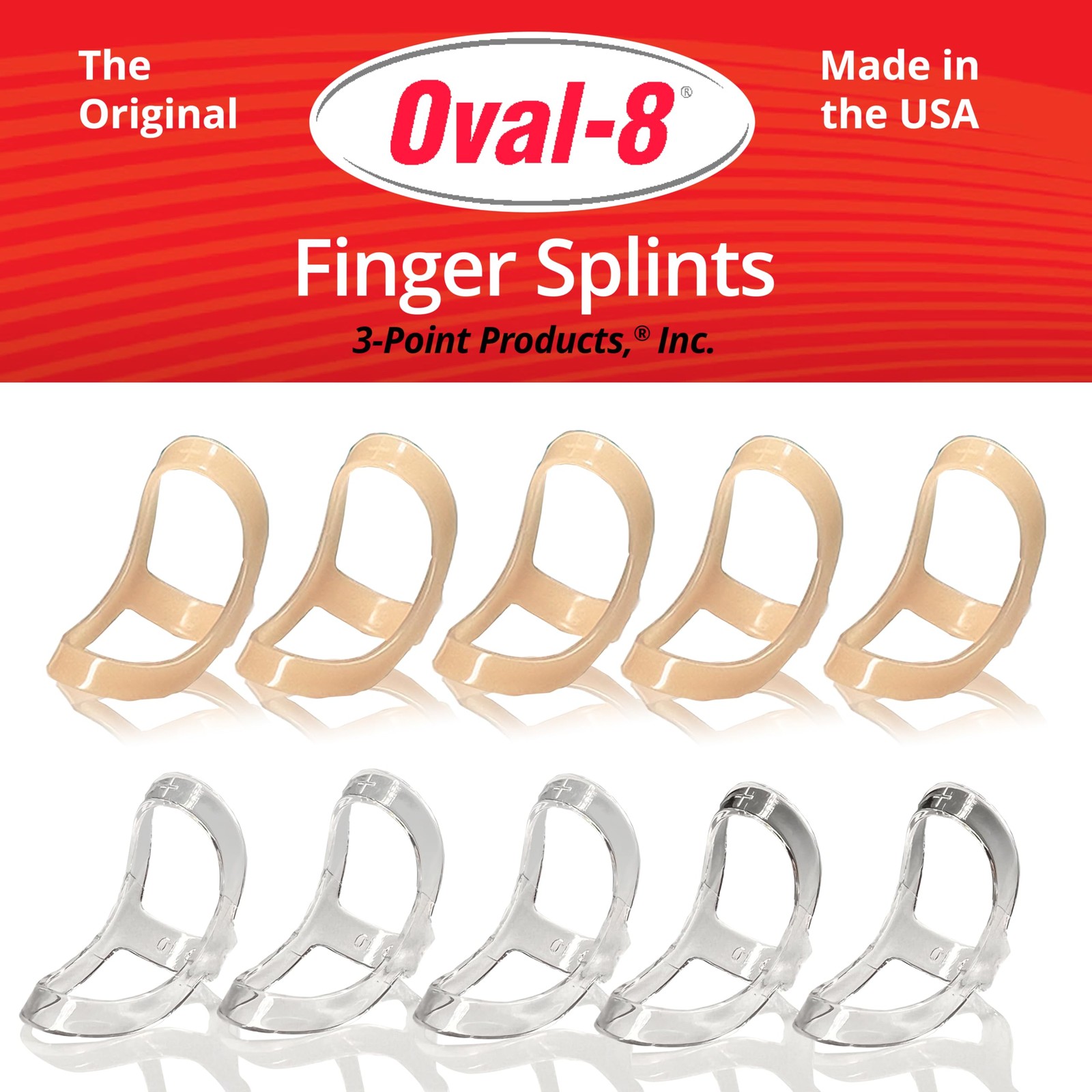 3-Point Products Oval-8 Finger Splints, Support and Protection for 7, Beige