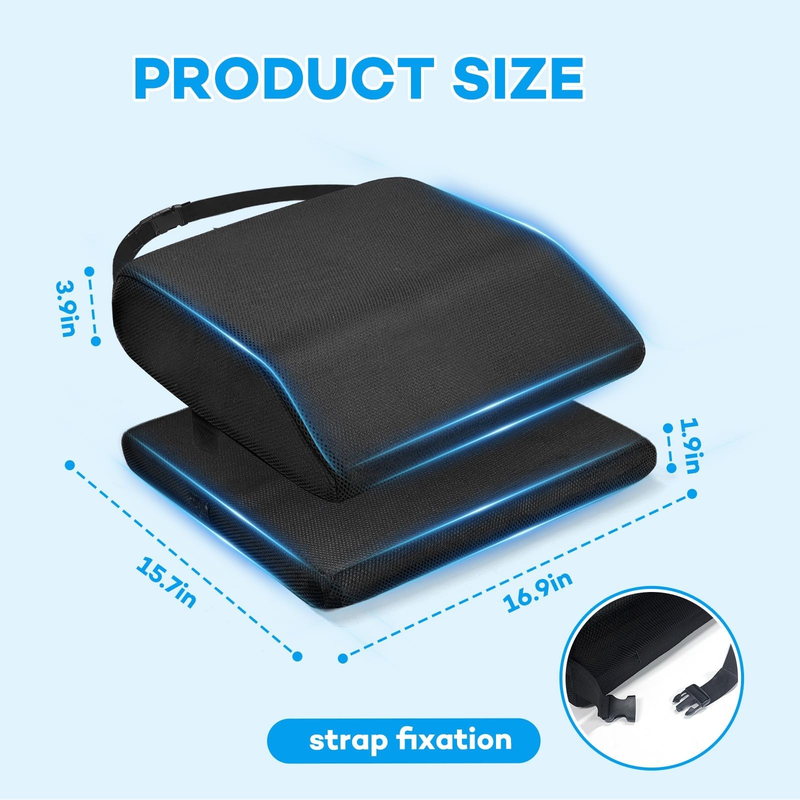 Adjustable Memory Foam Cushion for Hip Surgery Recovery, Non-Slip, Long Sitting
