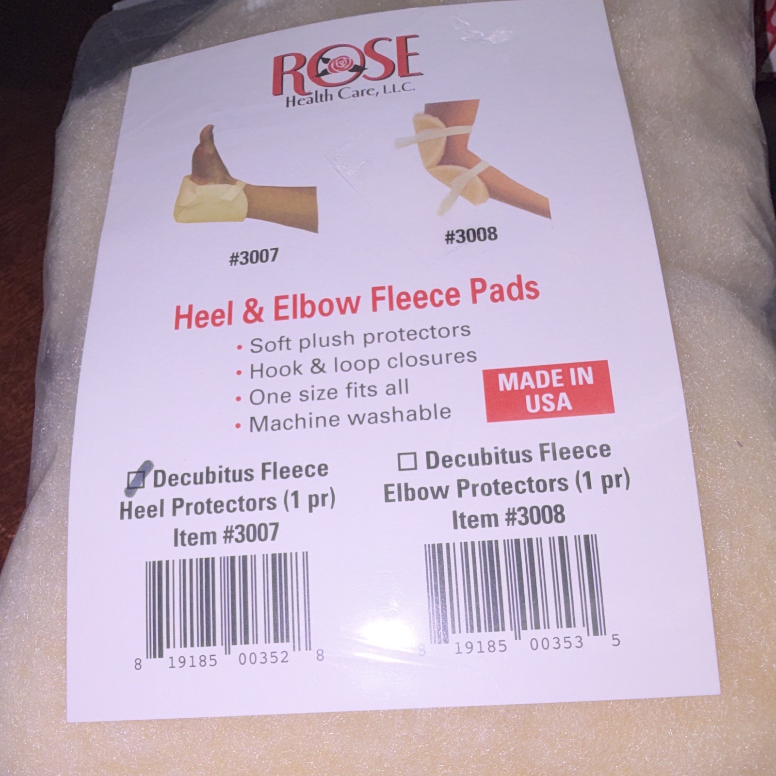 ROSE Health Care Heel & Elbow Fleece Protectors Pads, One Size, Beige 3007 3008
