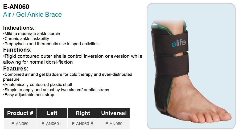 eLife Air / Gel Stirrup Ankle Brace – Ankle support or sprain relief –E-AN060