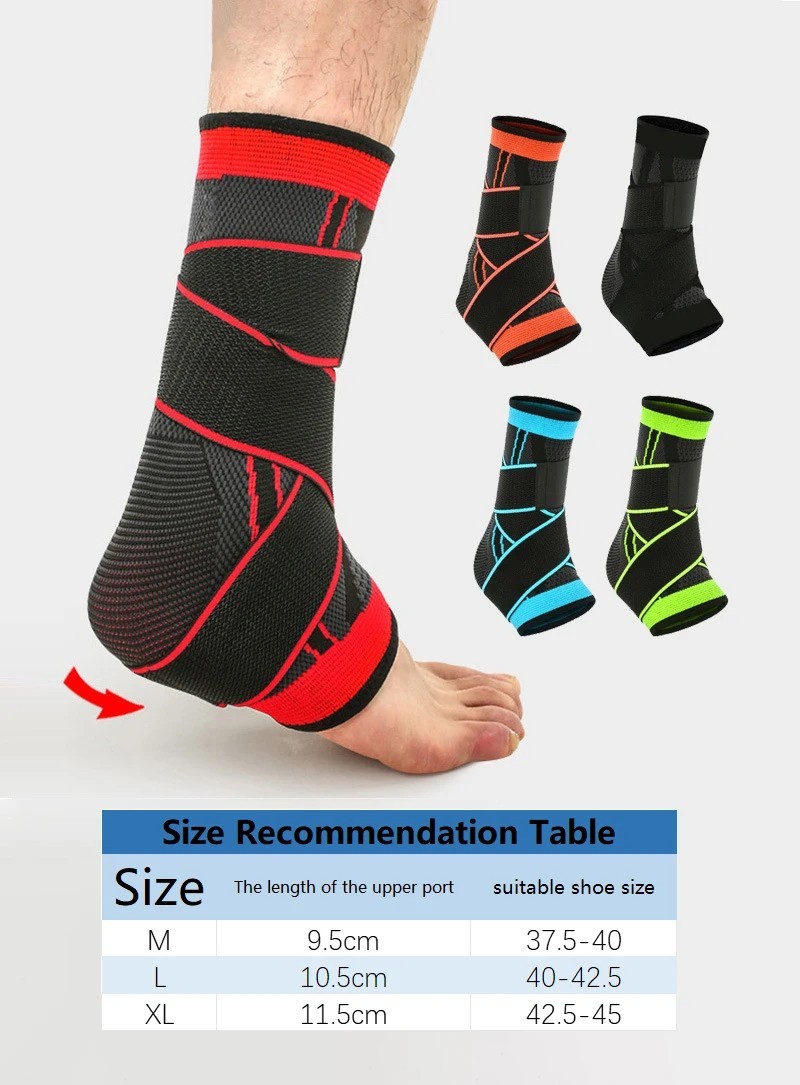 1 Pack Ankle Support Brace Compression Wrap Adjustable for Sports Running Hiking