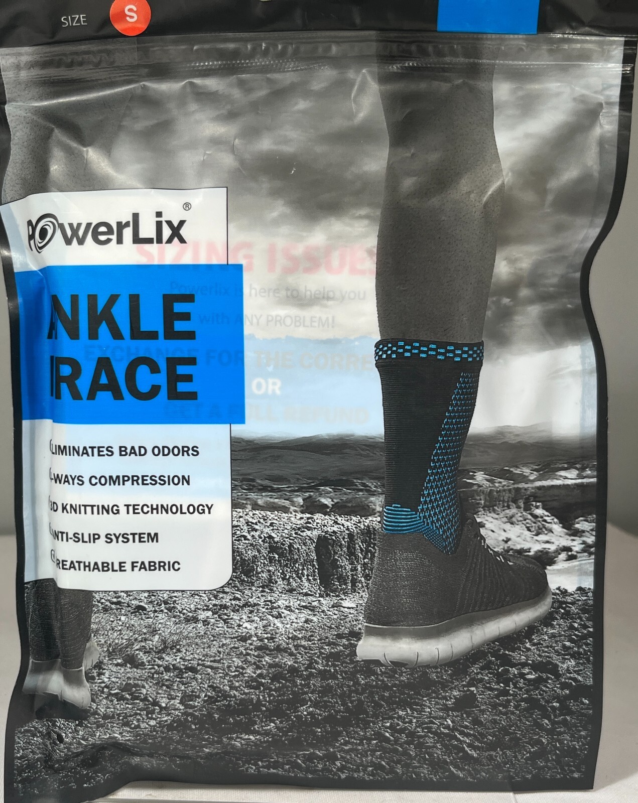 PowerLix Ankle Brace, 1 Pair – Compression – CHOOSE Color & Size!