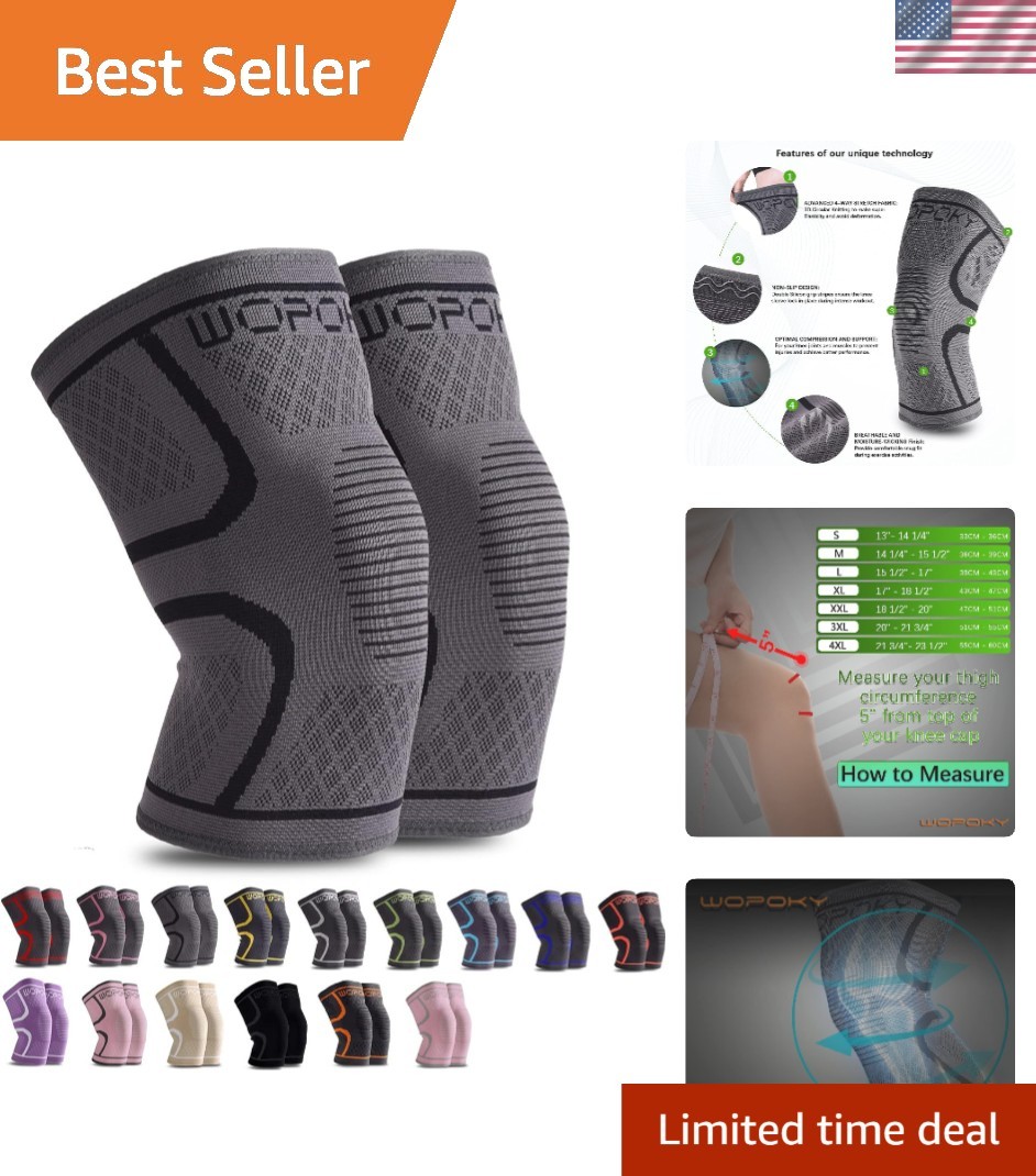 Classic Black Knee Brace Sleeves 2-Pack – Moisture-Wicking for Active Lifestyles