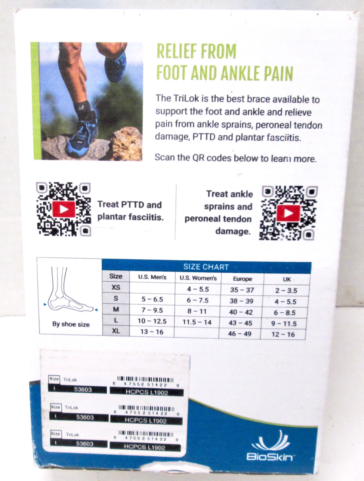 BioSKin TriLok ANKLE BRACE. Size Large #53603