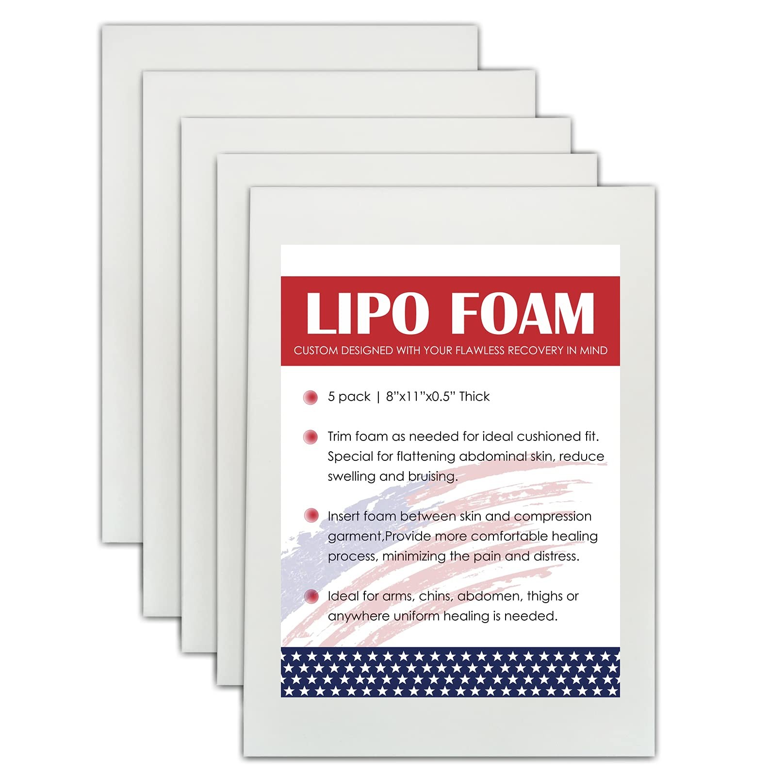 5 Pack Lipo Foam Pads for Post Surgery Ab Board Liposuction Surgery Flattenin…