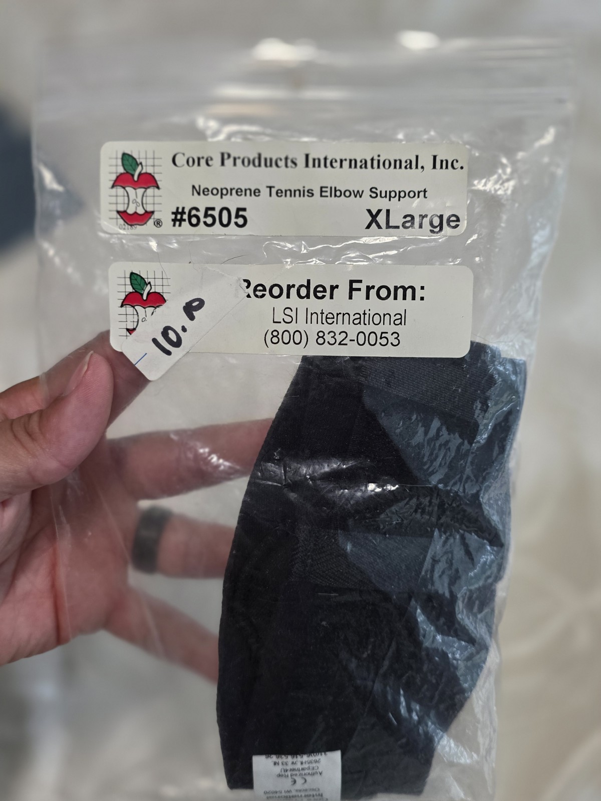 Core Products Neoprene Elbow Support Brace X-Large Black MPN 6505