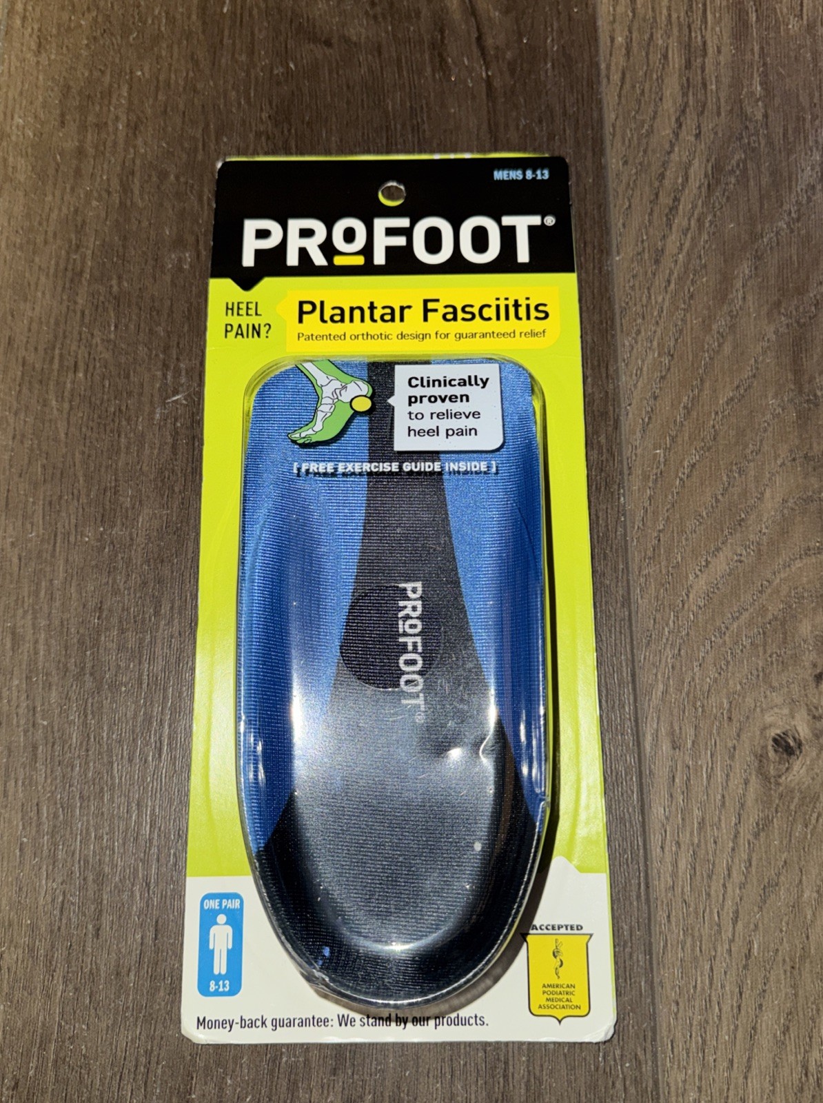 Profoot Plantar Fasciitis Arch Supports Inserts Shoes MEN 1 pair BLUE