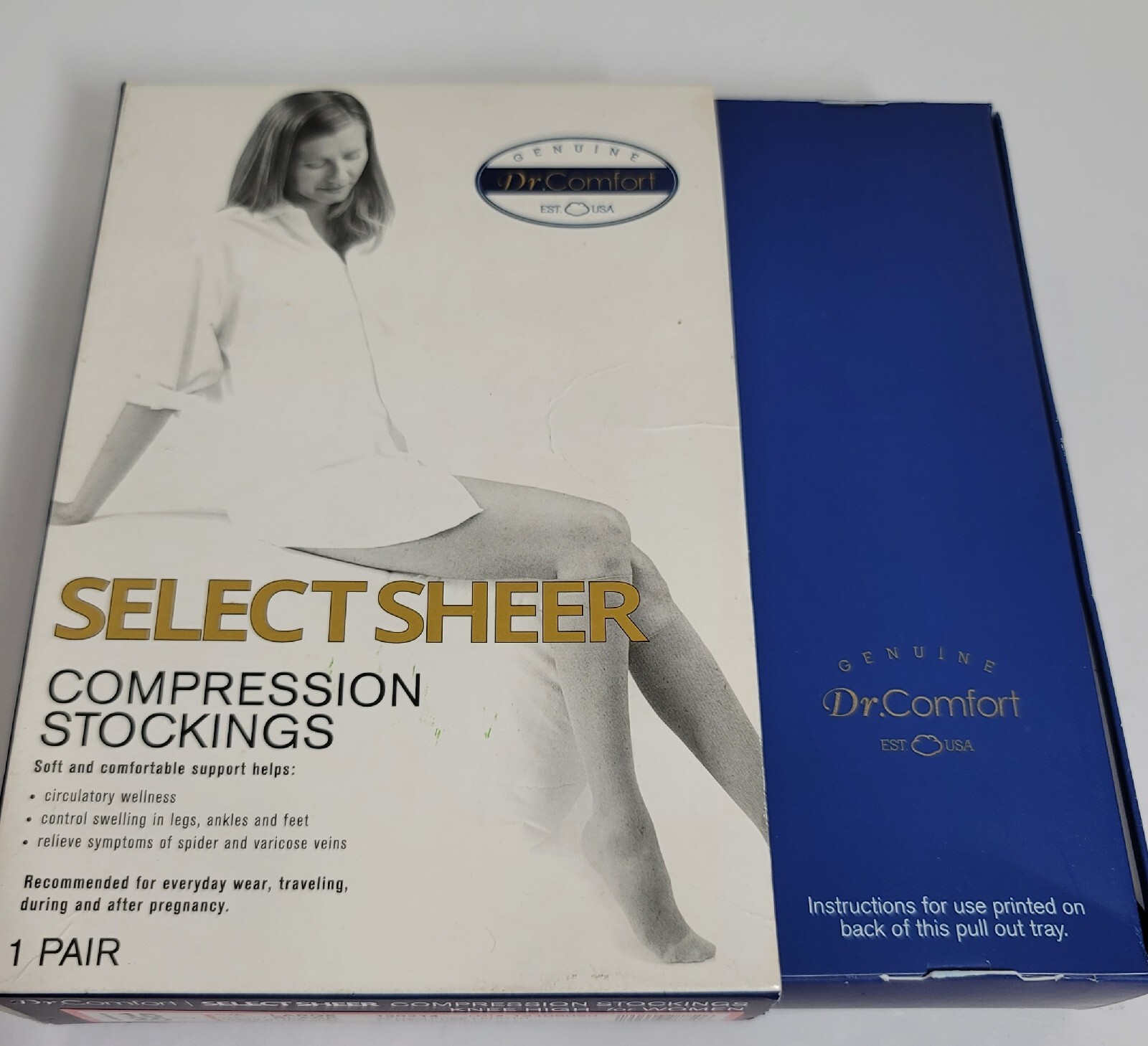 Dr Comfort Select Sheer Compression Stockings Below Knee for Women L Black New