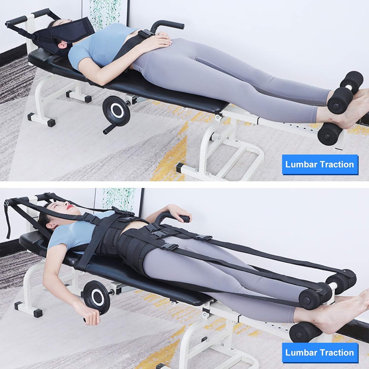 Cervical Spine Lumbar Traction Bed Back Pain Therapy Massage Stretching Table