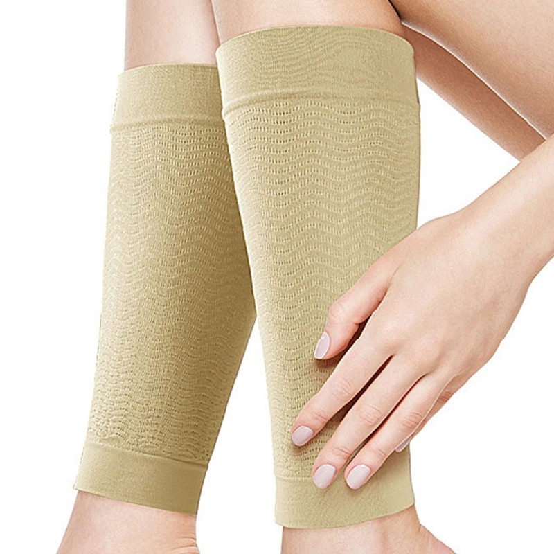 1 Pair Unisex Calf Support Sleeves Compressions Nylon Fabric Texture for Travel